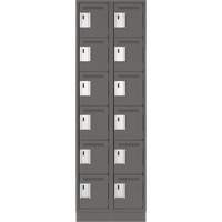 Clean Line Lockerette, 6 -tier, Bank of 2, 24" x 18" x 76", Steel, Charcoal, Rivet (Assembled) Ontario Packaging