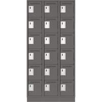 Clean Line Lockerette, 6 -tier, Bank of 3, 36" x 18" x 76", Steel, Charcoal, Rivet (Assembled) Ontario Packaging