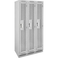 Clean Line Lockers, Bank of 3, 36" x 12" x 76", Steel, Grey, Rivet (Assembled), Perforated Ontario Packaging