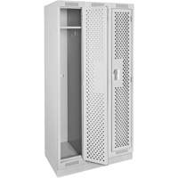 Clean Line Lockers, Bank of 3, 36" x 12" x 76", Steel, Grey, Rivet (Assembled), Perforated Ontario Packaging