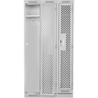 Clean Line Lockers, Bank of 3, 36" x 12" x 76", Steel, Grey, Rivet (Assembled), Perforated Ontario Packaging