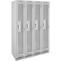 Clean Line Lockers, Bank of 4, 48" x 12" x 76", Steel, Grey, Rivet (Assembled), Perforated Ontario Packaging