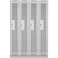 Clean Line Lockers, Bank of 4, 48" x 12" x 76", Steel, Grey, Rivet (Assembled), Perforated Ontario Packaging