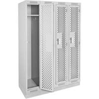 Clean Line Lockers, Bank of 4, 48" x 12" x 76", Steel, Grey, Rivet (Assembled), Perforated Ontario Packaging