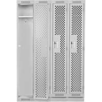 Clean Line Lockers, Bank of 4, 48" x 12" x 76", Steel, Grey, Rivet (Assembled), Perforated Ontario Packaging