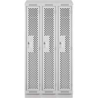 Clean Line Lockers, Bank of 3, 36" x 18" x 82", Steel, Grey, Rivet (Assembled), Perforated Ontario Packaging