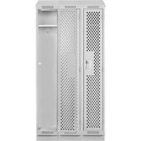 Clean Line Lockers, Bank of 3, 36" x 18" x 82", Steel, Grey, Rivet (Assembled), Perforated Ontario Packaging