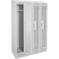 Clean Line Lockers, Bank of 4, 48" x 18" x 82", Steel, Grey, Rivet (Assembled), Perforated Ontario Packaging
