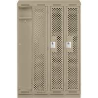 Clean Line Lockers, Bank of 4, 48" x 18" x 82", Steel, Grey, Rivet (Assembled), Perforated Ontario Packaging