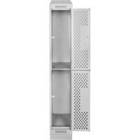 Casiers Clean Line, 2 niveaux, 12" x 12" x 82", Acier, Gris, Rivet (assembl&eacute;), Perfor&eacute; Ontario Packaging