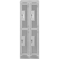 Clean Line Lockers, 2 -tier, Bank of 2, 24" x 18" x 82", Steel, Grey, Rivet (Assembled), Perforated Ontario Packaging