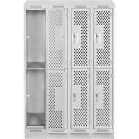 Casiers Clean Line, 2 niveaux, Bloc de 4, 48" x 12" x 82", Acier, Gris, Rivet (assembl&eacute;), Perfor&eacute; Ontario Packaging