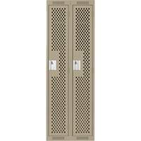 Clean Line™ Lockers, Bank of 2, 24" x 15" x 72", Steel, Beige, Rivet (Assembled), Perforated FK753 | Ontario Packaging