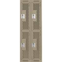 Clean Line Lockers, 2 -tier, Bank of 2, 24" x 12" x 72", Steel, Beige, Rivet (Assembled), Perforated Ontario Packaging