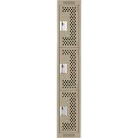 Clean Line Lockers, 3 -tier, 12" x 12" x 72", Steel, Beige, Rivet (Assembled), Perforated Ontario Packaging