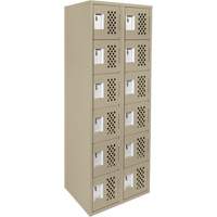 Assembled Lockerettes Clean Line Perforated Economy Lockers, 6 -tier, Bank of 2, 18" x 72" x 12", Steel Ontario Packaging