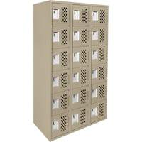 Assembled Lockerettes Clean Line Perforated Economy Lockers, 6 -tier, Bank of 3, 18" x 72" x 12", Steel Ontario Packaging