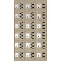 Assembled Lockerettes Clean Line Perforated Economy Lockers, 6 -tier, Bank of 3, 18" x 72" x 12", Steel Ontario Packaging