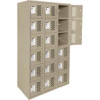 Assembled Lockerettes Clean Line Perforated Economy Lockers, 6 -tier, Bank of 3, 18" x 72" x 12", Steel Ontario Packaging