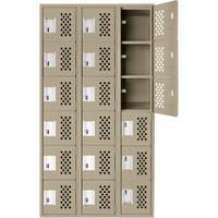 Assembled Lockerettes Clean Line Perforated Economy Lockers, 6 -tier, Bank of 3, 18" x 72" x 12", Steel Ontario Packaging