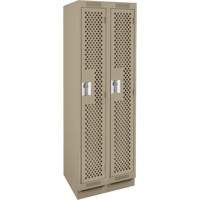 Clean Line Lockers, Bank of 2, 24" x 12" x 76", Steel, Beige, Rivet (Assembled), Perforated Ontario Packaging