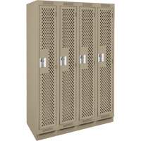 Clean Line Lockers, Bank of 4, 48" x 12" x 76", Steel, Beige, Rivet (Assembled), Perforated Ontario Packaging