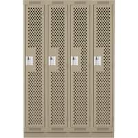 Clean Line Lockers, Bank of 4, 48" x 12" x 76", Steel, Beige, Rivet (Assembled), Perforated Ontario Packaging
