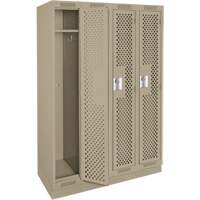 Clean Line Lockers, Bank of 4, 48" x 12" x 76", Steel, Beige, Rivet (Assembled), Perforated Ontario Packaging