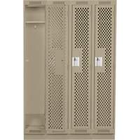 Clean Line Lockers, Bank of 4, 48" x 12" x 76", Steel, Beige, Rivet (Assembled), Perforated Ontario Packaging