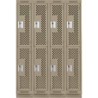 Clean Line Lockers, 2 -tier, Bank of 4, 48" x 15" x 76", Steel, Beige, Rivet (Assembled), Perforated Ontario Packaging