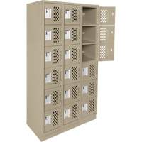 Clean-Line Perforated Lockerette, 6 -tier, Bank of 3, 12" x 72" x 12", Steel Ontario Packaging