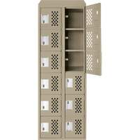 Assembled Lockerettes Clean Line Perforated Economy Lockers, 6 -tier, Bank of 2, 18" x 72" x 12", Steel Ontario Packaging