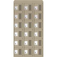 Assembled Lockerettes Clean Line Perforated Economy Lockers, 6 -tier, Bank of 3, 18" x 72" x 12", Steel Ontario Packaging