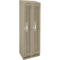 Clean Line Lockers, Bank of 2, 24" x 18" x 82", Steel, Beige, Rivet (Assembled), Perforated Ontario Packaging