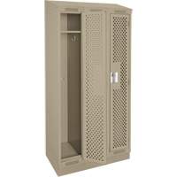 Clean Line Lockers, Bank of 3, 36" x 18" x 82", Steel, Beige, Rivet (Assembled), Perforated Ontario Packaging