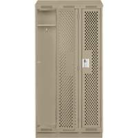 Clean Line Lockers, Bank of 3, 36" x 18" x 82", Steel, Beige, Rivet (Assembled), Perforated Ontario Packaging