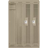 Clean Line Lockers, Bank of 4, 48" x 18" x 82", Steel, Beige, Rivet (Assembled), Perforated Ontario Packaging