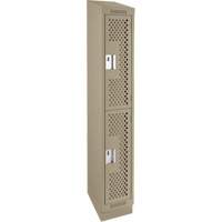 Casiers Clean Line, 2 niveaux, 12" x 12" x 82", Acier, Beige, Rivet (assembl&eacute;), Perfor&eacute; Ontario Packaging
