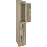 Casiers Clean Line, 2 niveaux, 12" x 12" x 82", Acier, Beige, Rivet (assembl&eacute;), Perfor&eacute; Ontario Packaging