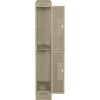 Casiers Clean Line, 2 niveaux, 12" x 12" x 82", Acier, Beige, Rivet (assembl&eacute;), Perfor&eacute; Ontario Packaging