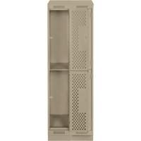 Clean Line Lockers, 2 -tier, Bank of 2, 24" x 12" x 82", Steel, Beige, Rivet (Assembled), Perforated Ontario Packaging