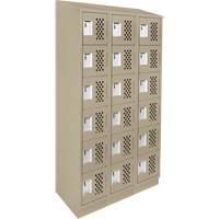 Assembled Lockerettes Clean Line Perforated Economy Lockers, 6 -tier, Bank of 3, 18" x 72" x 12", Steel Ontario Packaging