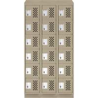 Assembled Lockerettes Clean Line Perforated Economy Lockers, 6 -tier, Bank of 3, 18" x 72" x 12", Steel Ontario Packaging