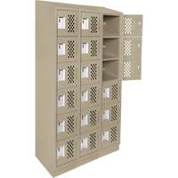 Assembled Lockerettes Clean Line Perforated Economy Lockers, 6 -tier, Bank of 3, 18" x 72" x 12", Steel Ontario Packaging