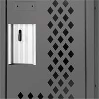Clean Line™ Lockers, Bank of 2, 24" x 15" x 72", Steel, Charcoal, Rivet (Assembled), Perforated FK813 | Ontario Packaging