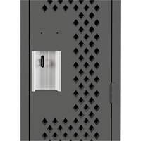 Clean Line™ Lockers, Bank of 2, 24" x 12" x 72", Steel, Charcoal, Rivet (Assembled), Perforated FK345 | Ontario Packaging