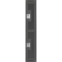 Clean Line Lockers, 2 -tier, 12" x 15" x 72", Steel, Charcoal, Rivet (Assembled), Perforated Ontario Packaging