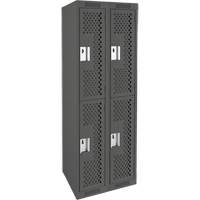 Clean Line Lockers, 2 -tier, Bank of 2, 24" x 12" x 72", Steel, Charcoal, Rivet (Assembled), Perforated Ontario Packaging