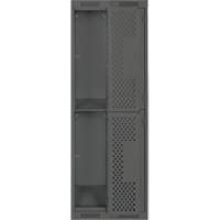 Clean Line Lockers, 2 -tier, Bank of 2, 24" x 12" x 72", Steel, Charcoal, Rivet (Assembled), Perforated Ontario Packaging