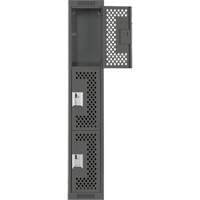 Clean Line Lockers, 3 -tier, 12" x 12" x 72", Steel, Charcoal, Rivet (Assembled), Perforated Ontario Packaging